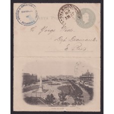 ARGENTINA ENTERO POSTAL GJ CAP-27-P TARJETA POSTAL CON ILUSTRACION USADA CON IMPRESIÓN PRIVADA U$ 50+